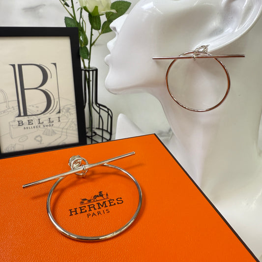鑑定済み【 美品 】 エルメス 《 ループ 》 MM シルバー925 ピアス エシャペ