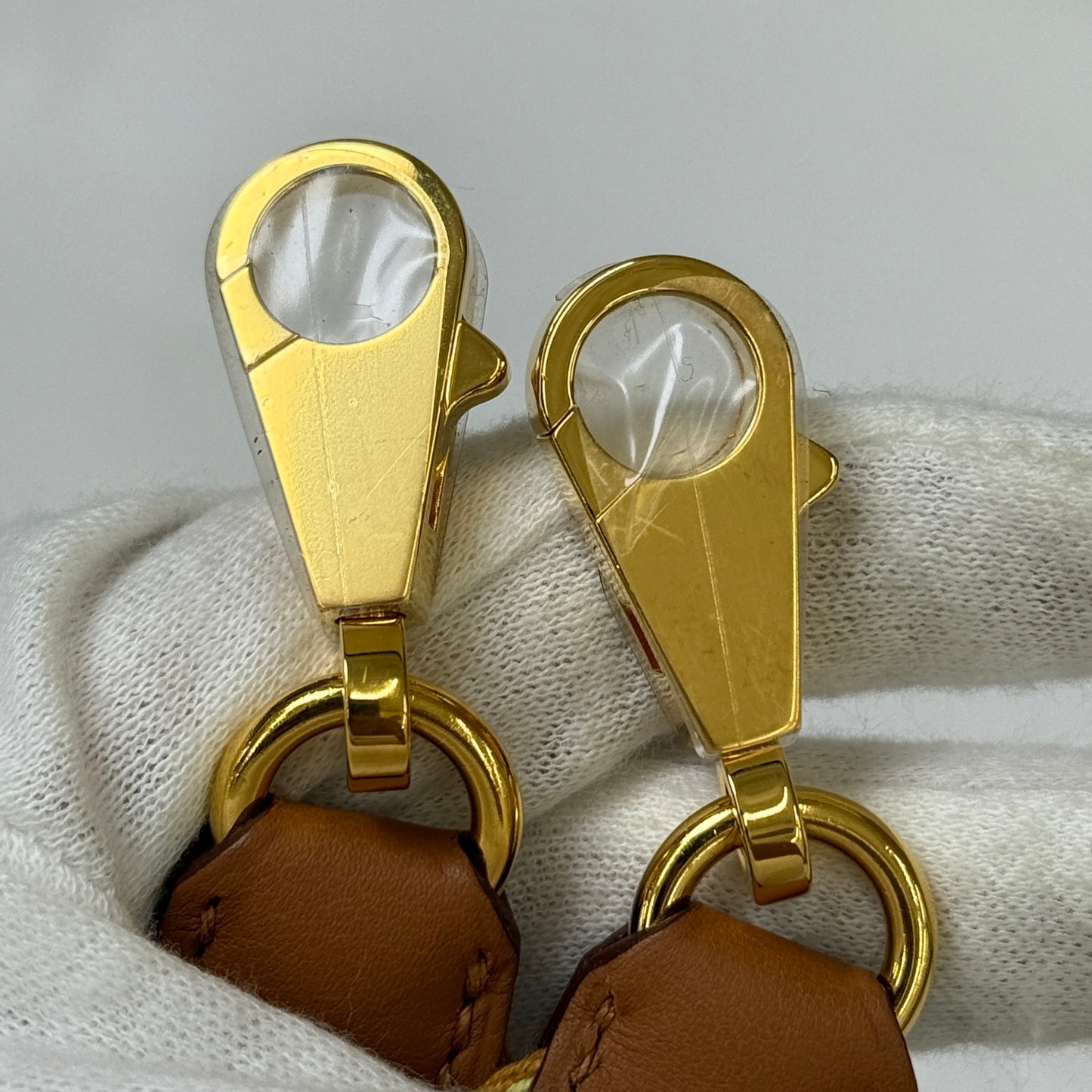 鑑定済み【 新品 】エルメス 《 サングル フリッパーボール 》 50mm ブラウン イエロー ホワイト ゴールド金具 バンドリエール ショルダーストラップ