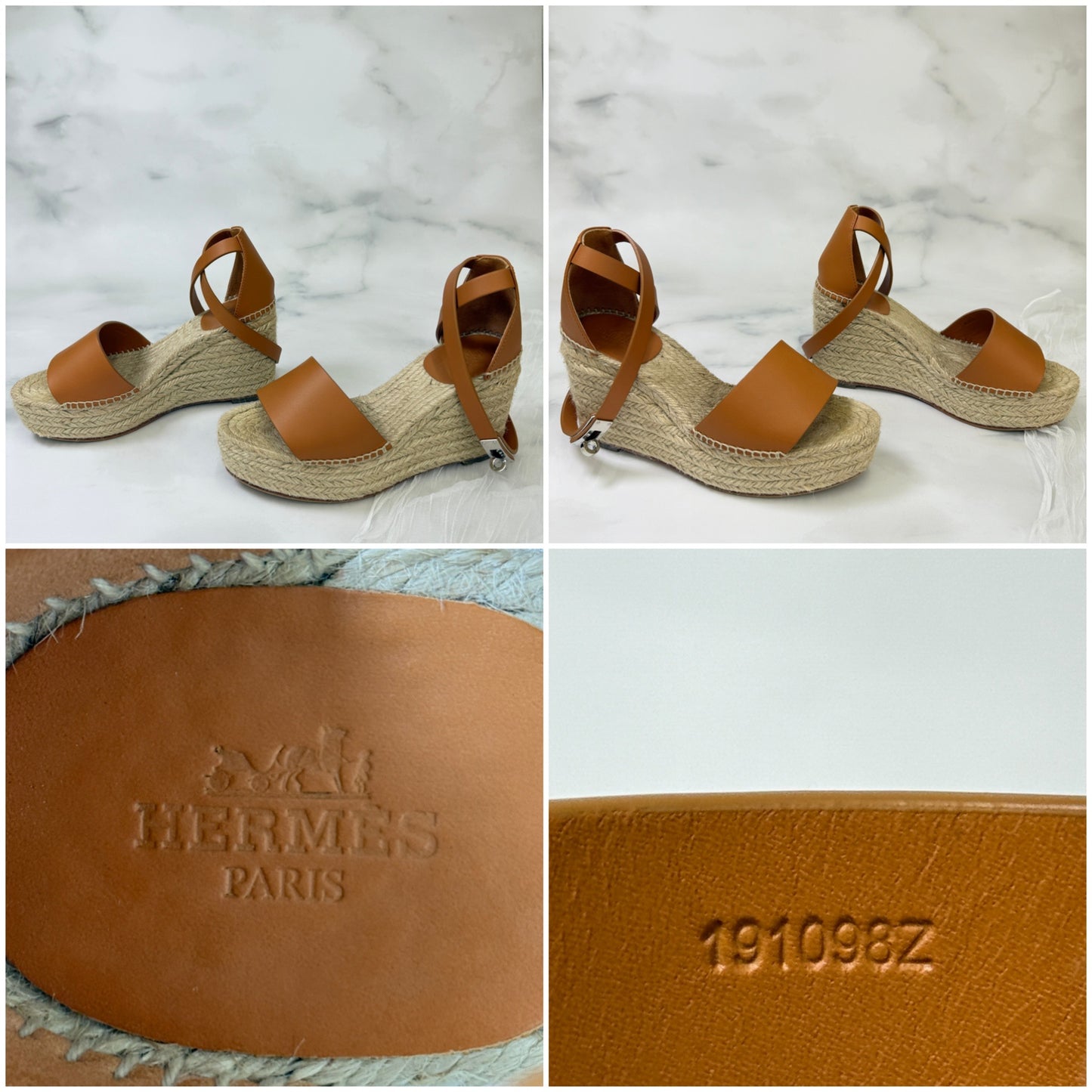 【 鑑定済み 】エルメス 《 ティポリ 》 37 ( 24cm程度 ) ナチュラル ブラウン シルバー金具 エスパドリーユ サンダル ケリーバックル