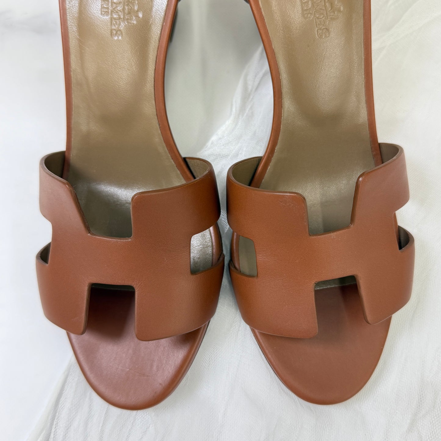 【 鑑定済み 】エルメス 《 レジェンド 》 37 ( 24cm程度 ) ゴールド  シルバー金具 レザー サンダル Hカット