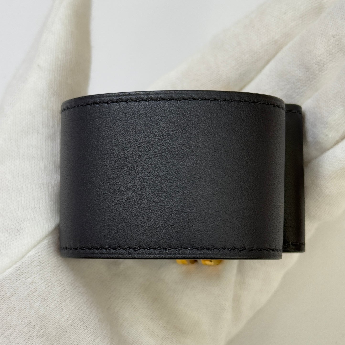 【 新品未使用 】エルメス 《 エラン 》 T3 ブラック ゴールド金具 レザー U刻印 ブレスレット バングル Hロゴ