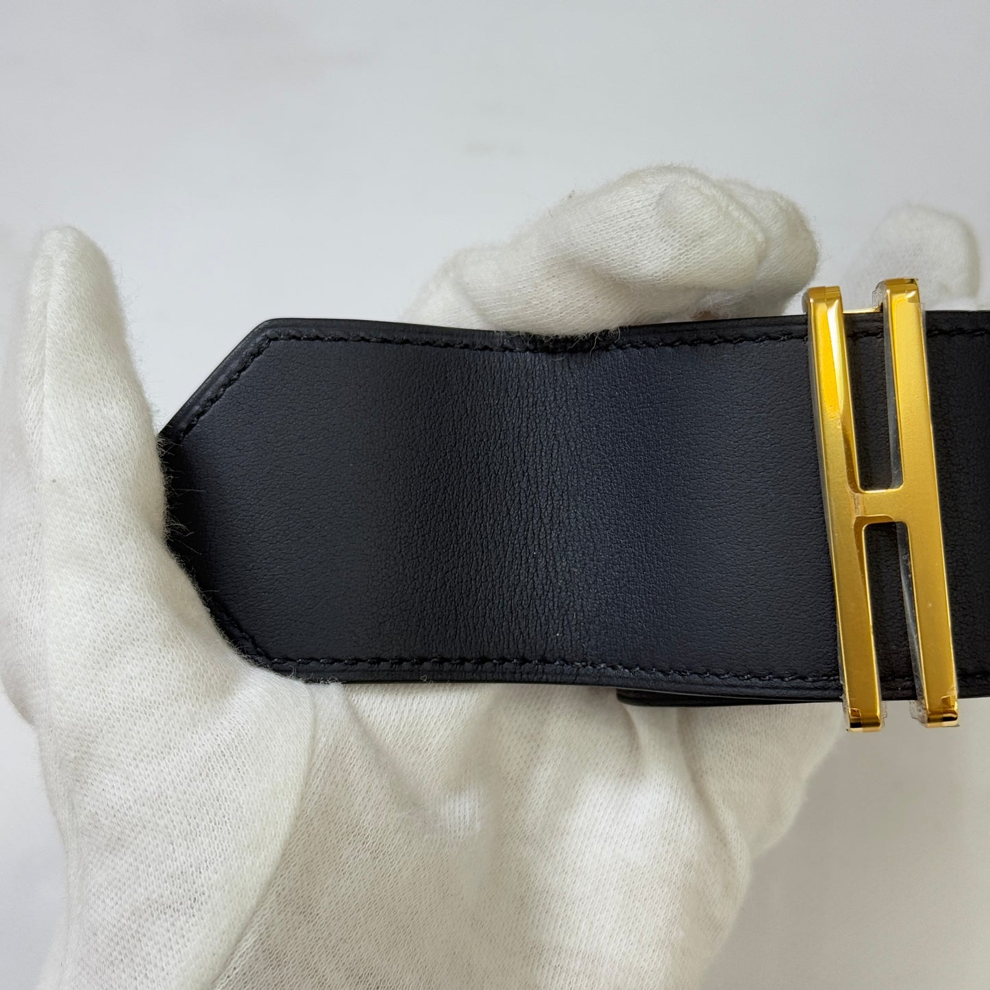 【 新品未使用 】エルメス 《 エラン 》 T3 ブラック ゴールド金具 レザー U刻印 ブレスレット バングル Hロゴ
