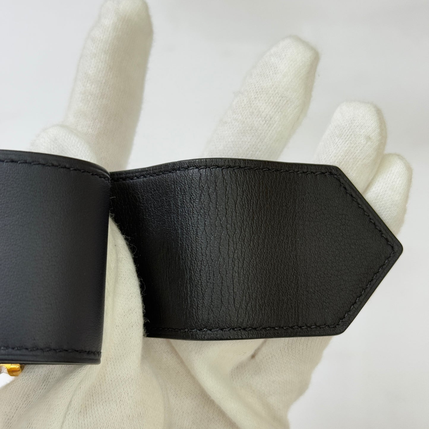 【 新品未使用 】エルメス 《 エラン 》 T3 ブラック ゴールド金具 レザー U刻印 ブレスレット バングル Hロゴ