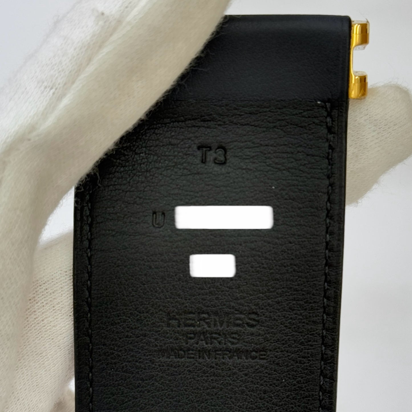 【 新品未使用 】エルメス 《 エラン 》 T3 ブラック ゴールド金具 レザー U刻印 ブレスレット バングル Hロゴ