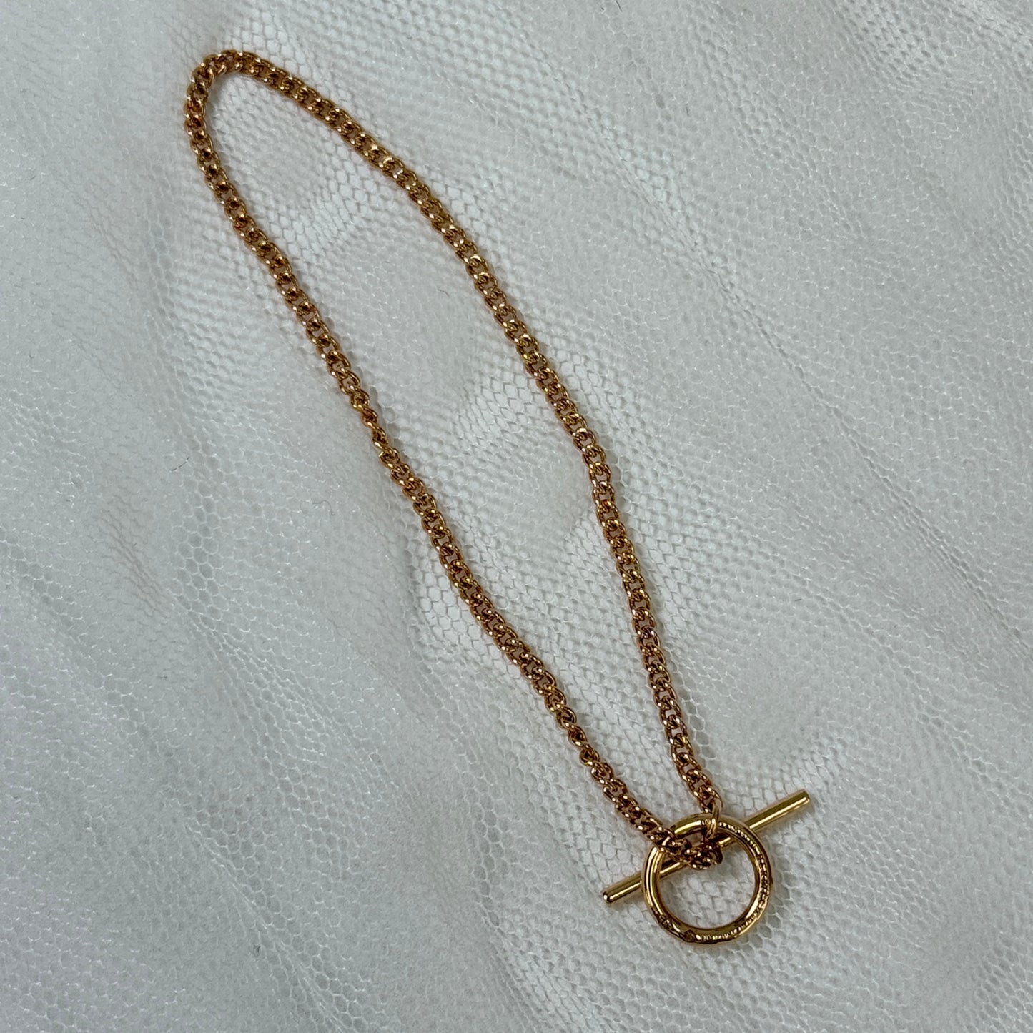 【 美品 】エルメス 《 エシャペ 》 SH ピンクゴールド K18PG ブレスレット シンプル Au750