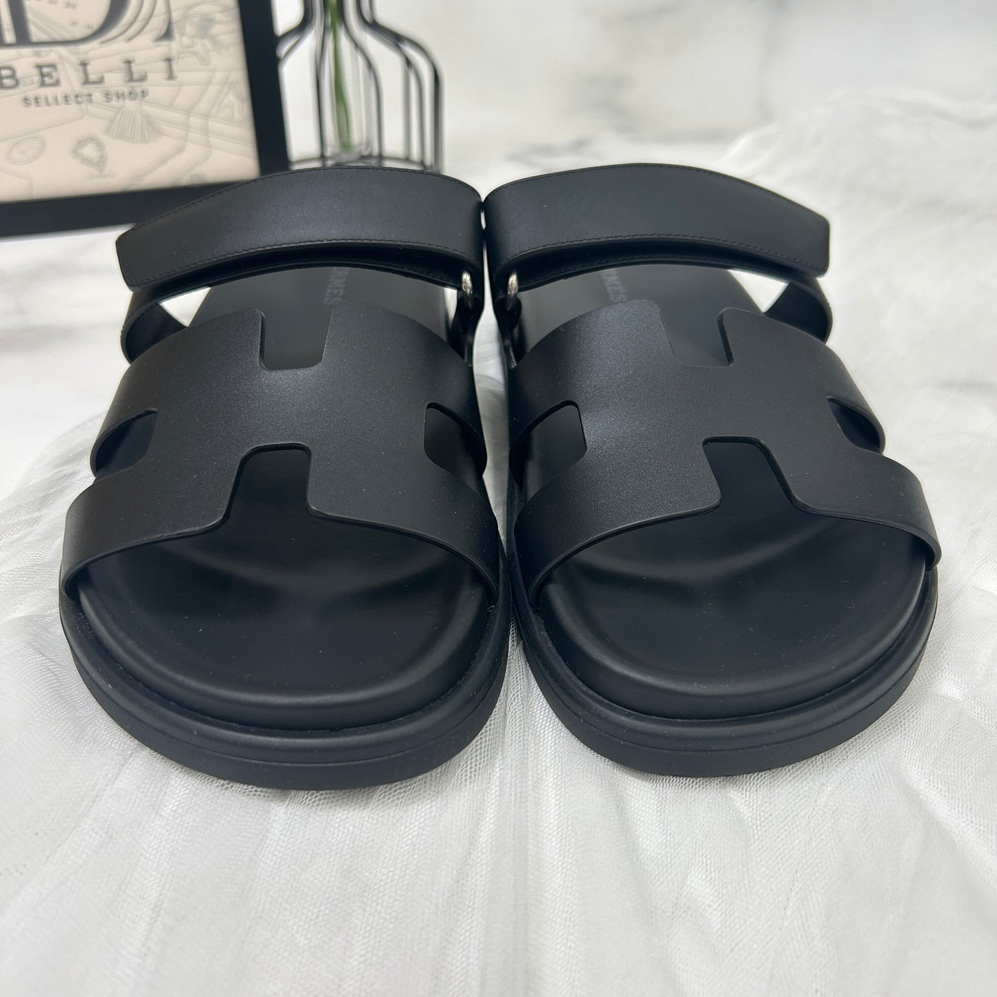 鑑定済み【 美品 】エルメス 《 シプレ 》 36 ( 23cm程度 ) ブラック シェーブル サンダル