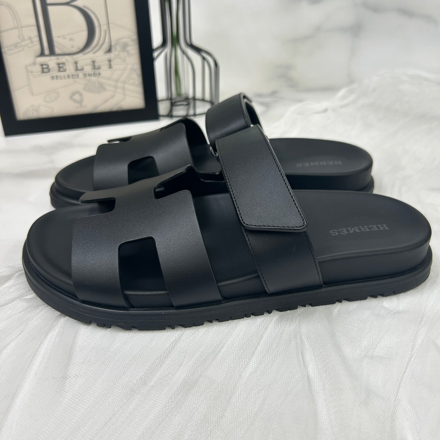 鑑定済み【 美品 】エルメス 《 シプレ 》 36 ( 23cm程度 ) ブラック シェーブル サンダル
