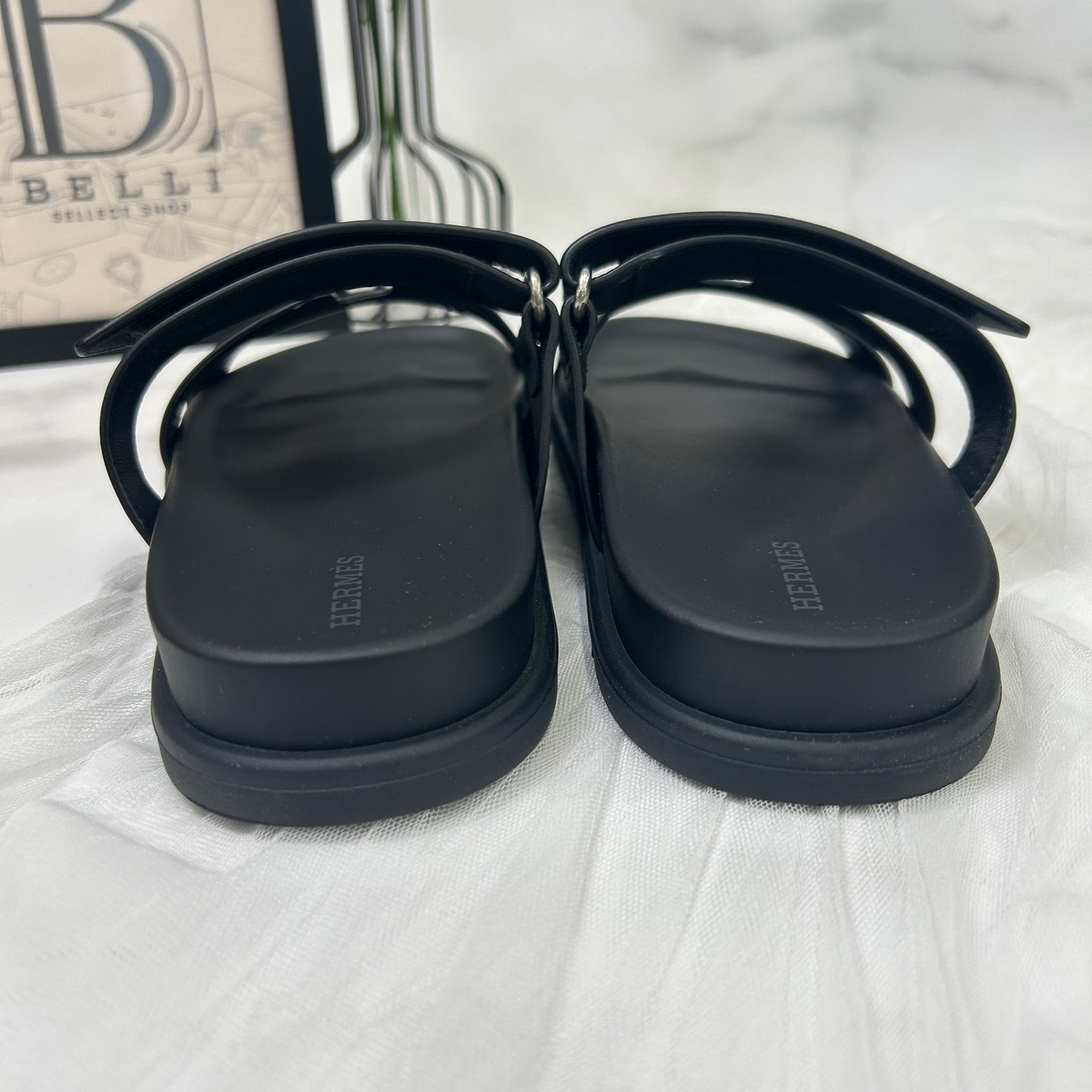 鑑定済み【 美品 】エルメス 《 シプレ 》 36 ( 23cm程度 ) ブラック シェーブル サンダル