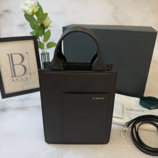 【 美品 】ヴァレクストラ 《 ボクシー マイクロ 》ブラック ソフトカーフスキン バック 2way ショルダーバック
