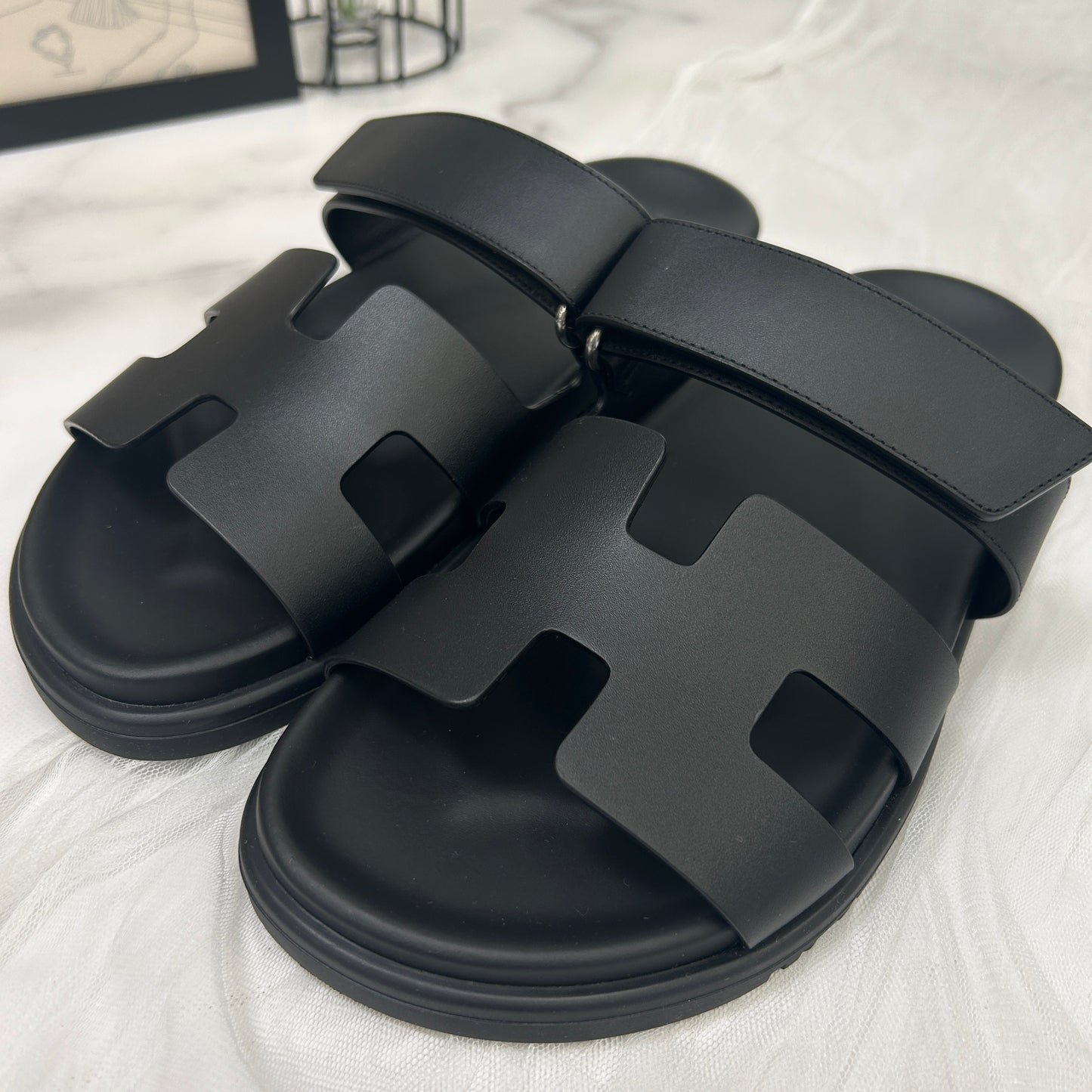 鑑定済み【 美品 】エルメス 《 シプレ 》 36 ( 23cm程度 ) ブラック シェーブル サンダル