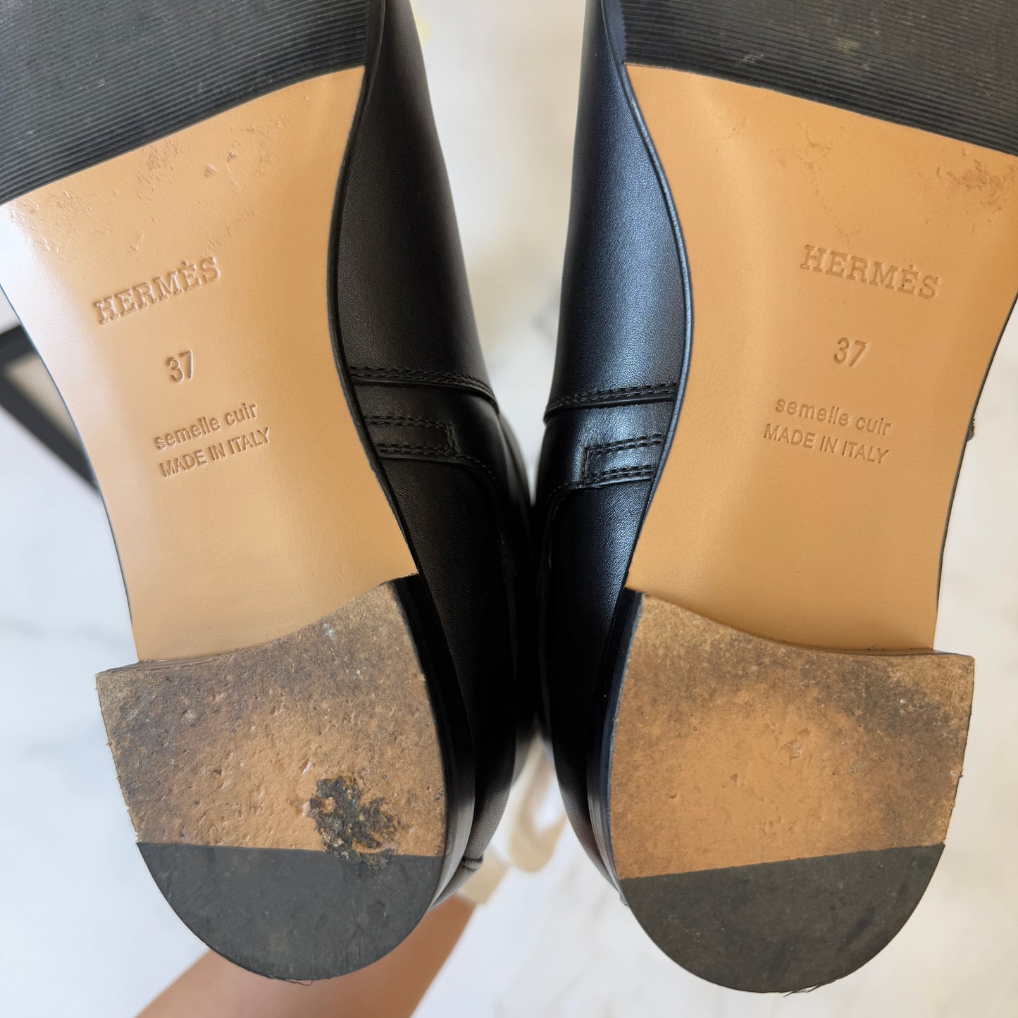 鑑定済み【 美品 】エルメス 《 ネオ 》 37 ( 24cm程度 ) ブラック シルバー金具 レザー ショートブーツ ケリーバックル