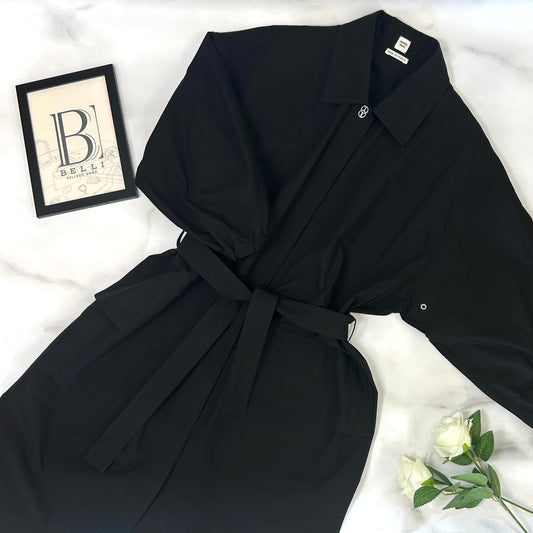 鑑定済み【 美品 】エルメス シャツ ワンピース 34 ( XSサイズ程度 ) 2E0501DJ ブラック シルバー金具 コットン ドレス 腰紐 ハンガー