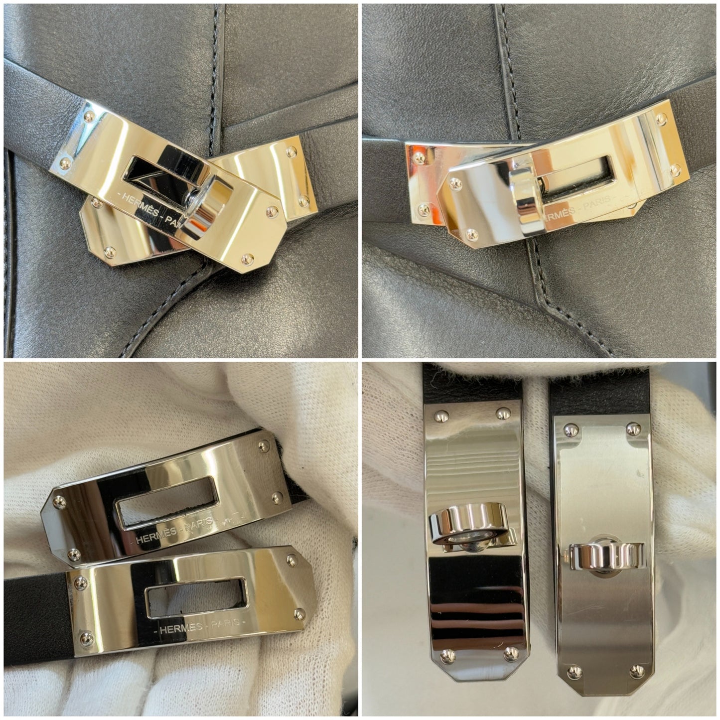 鑑定済み【 美品 】エルメス 《 ネオ 》 37 ( 24cm程度 ) ブラック シルバー金具 レザー ショートブーツ ケリーバックル