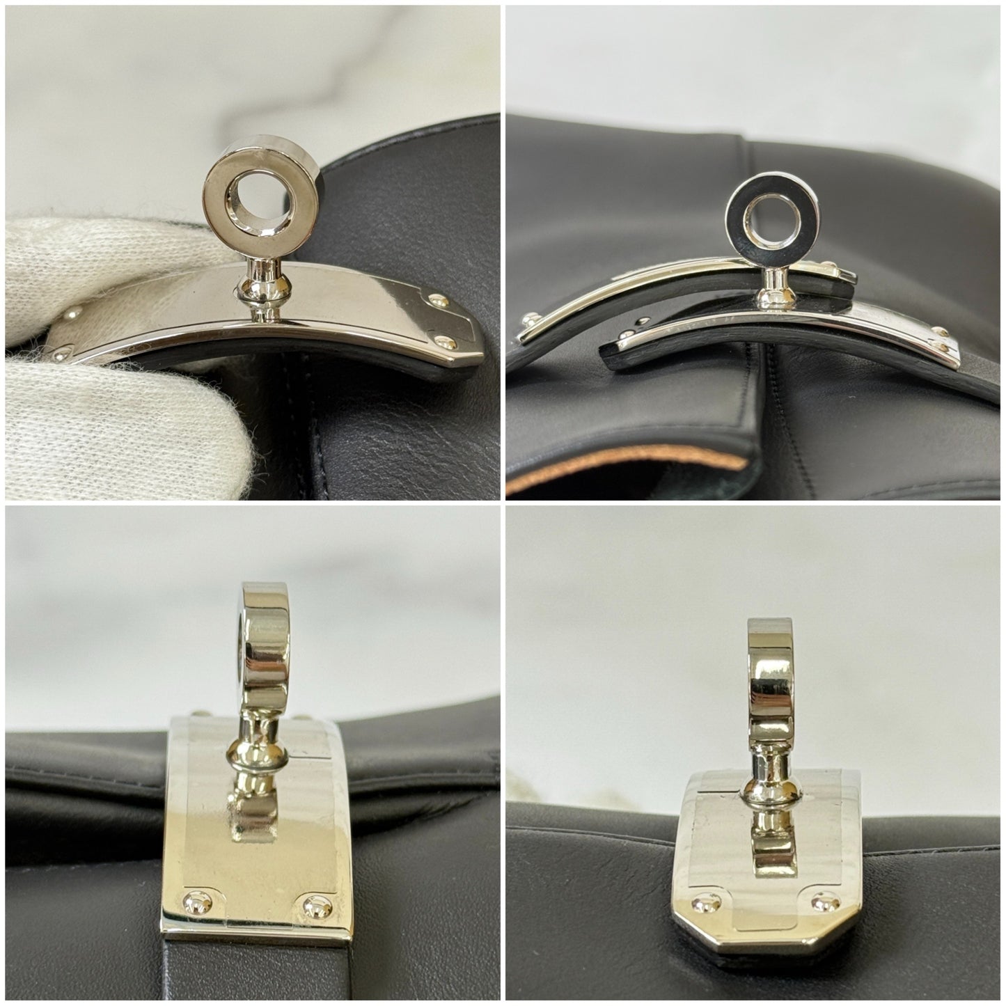 【 鑑定済み 】エルメス 《 サンジェルマン 》 36 ( 23cm程度 ) ブラック シルバー金具 レザー ショートブーツ ケリーバックル