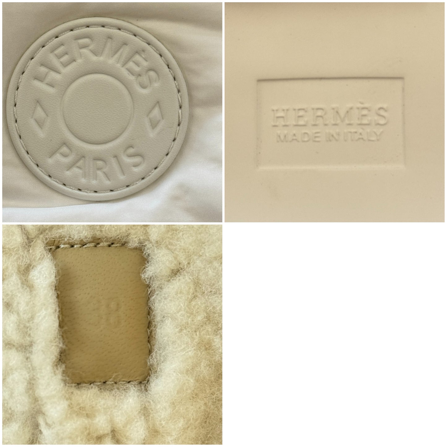 鑑定済み【 美品 】エルメス 《 フレッシュ 》 38 ( 24.5程度 ) ホワイト パラシュートファブリック ボア ブーツ セリエモチーフ