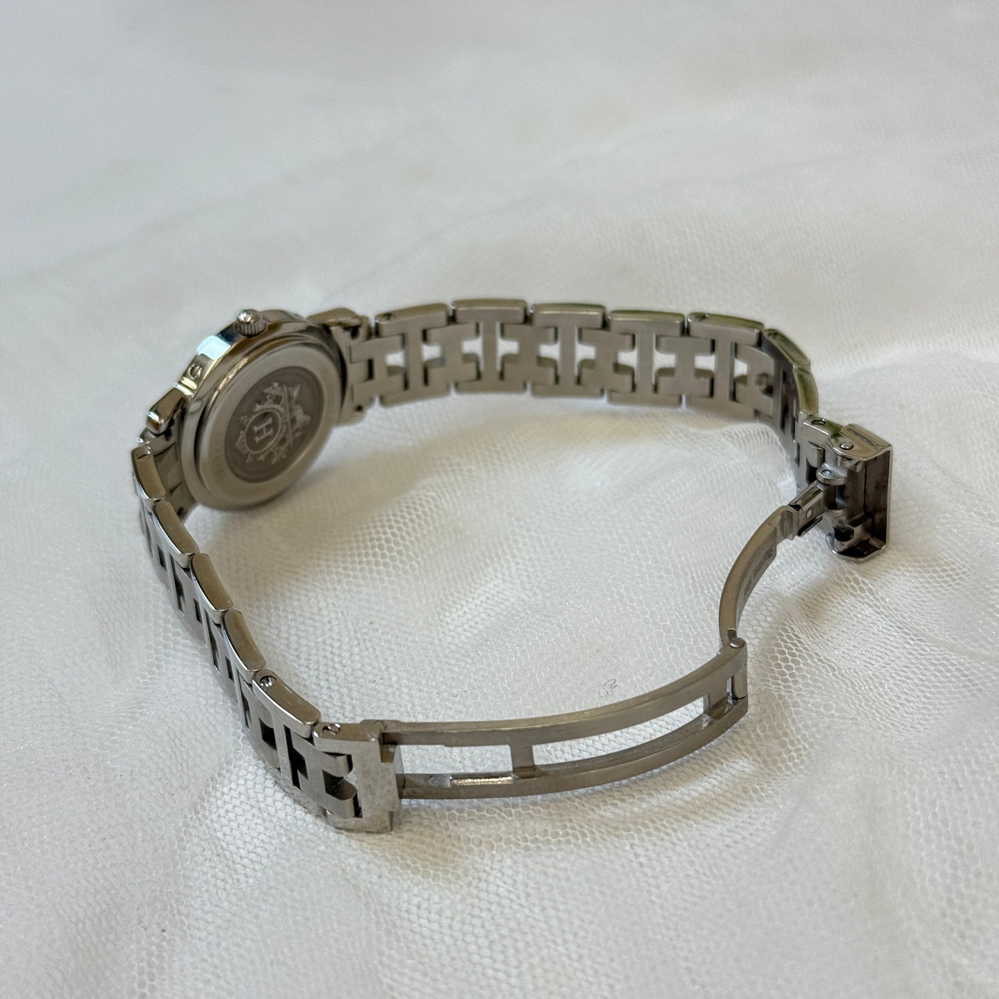 【 鑑定済み 】エルメス 《 クリッパー 》 CL4.210 3758/2 シルバー ネイビー ステンレススチール 腕時計