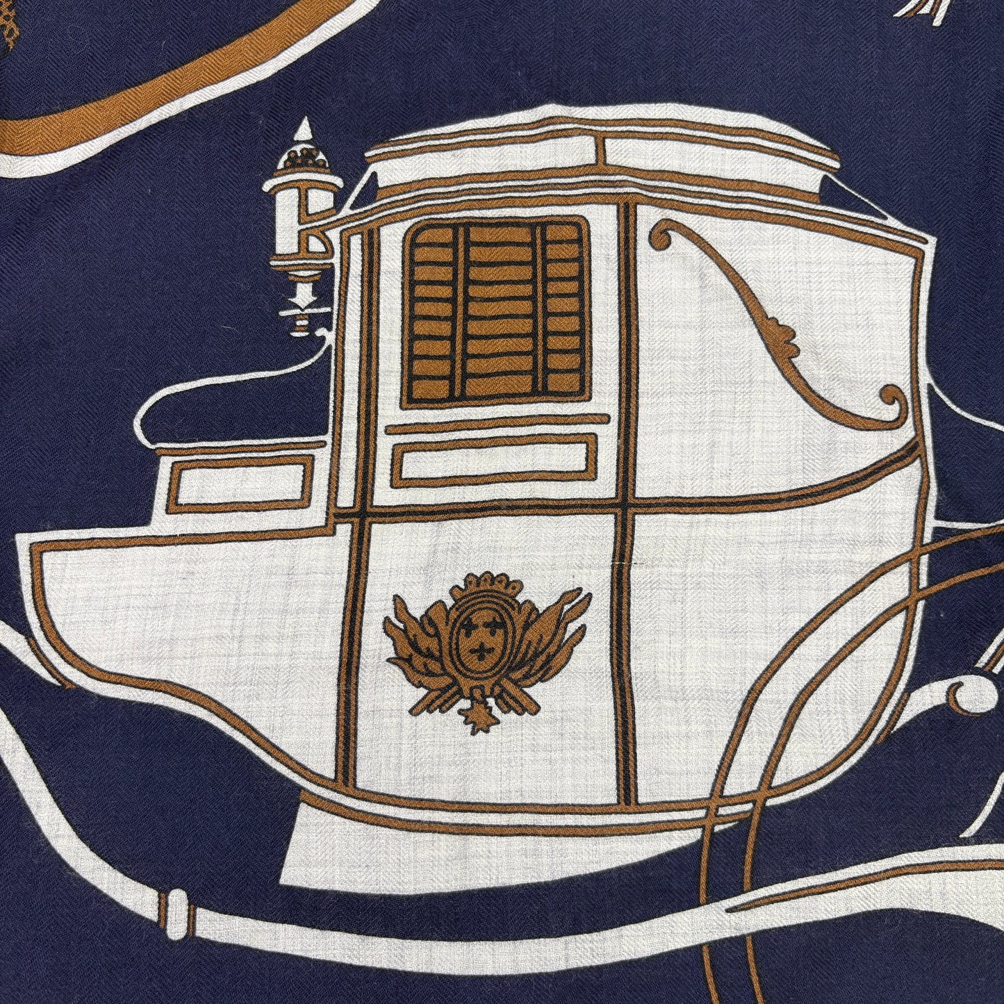 鑑定済み 【 新品未使用 】 エルメス 《 エクスリブリス 》 ブラック系 ネイビー系 カシシル ショール トライアングルジェアン